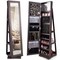 Costway 360degree Rotatable Jewelry Cabinet 2-in-1 Lockable Mirrored Organizer White/Black/Dark Brown/Gray/Blue/Pink/Purple/Dark Gray